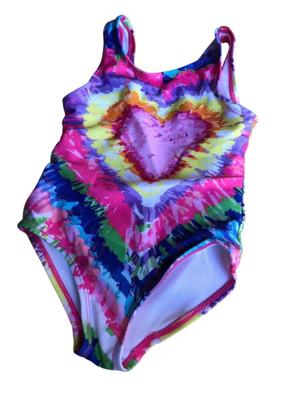 Cabana Life Bathing Suit Cover up Terrycloth Hooded Girls 2T Rainbow Heart Pink